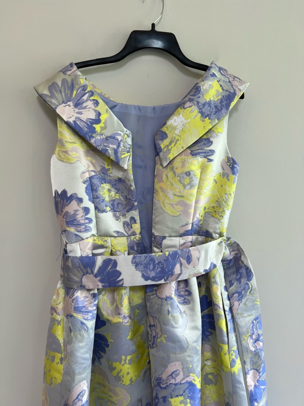 Alex Marie Diana Floral Fancy Party Belted Midi Dress in Yellow/Purple, 4 - Picture 5 of 12